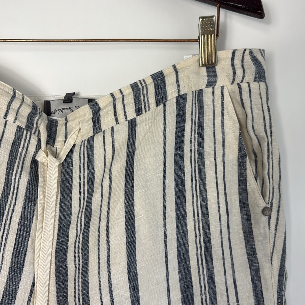 Michael Stars Navy and White Striped 100% Linen Pants Size Medium Like New - Picture 6 of 12